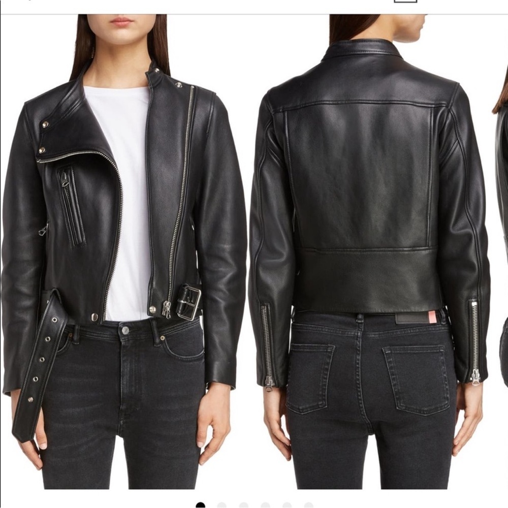 ACNE STUDIOS Lewis Asymmetric Leather
Jacket In Black Women’s Small  (EU 32)
